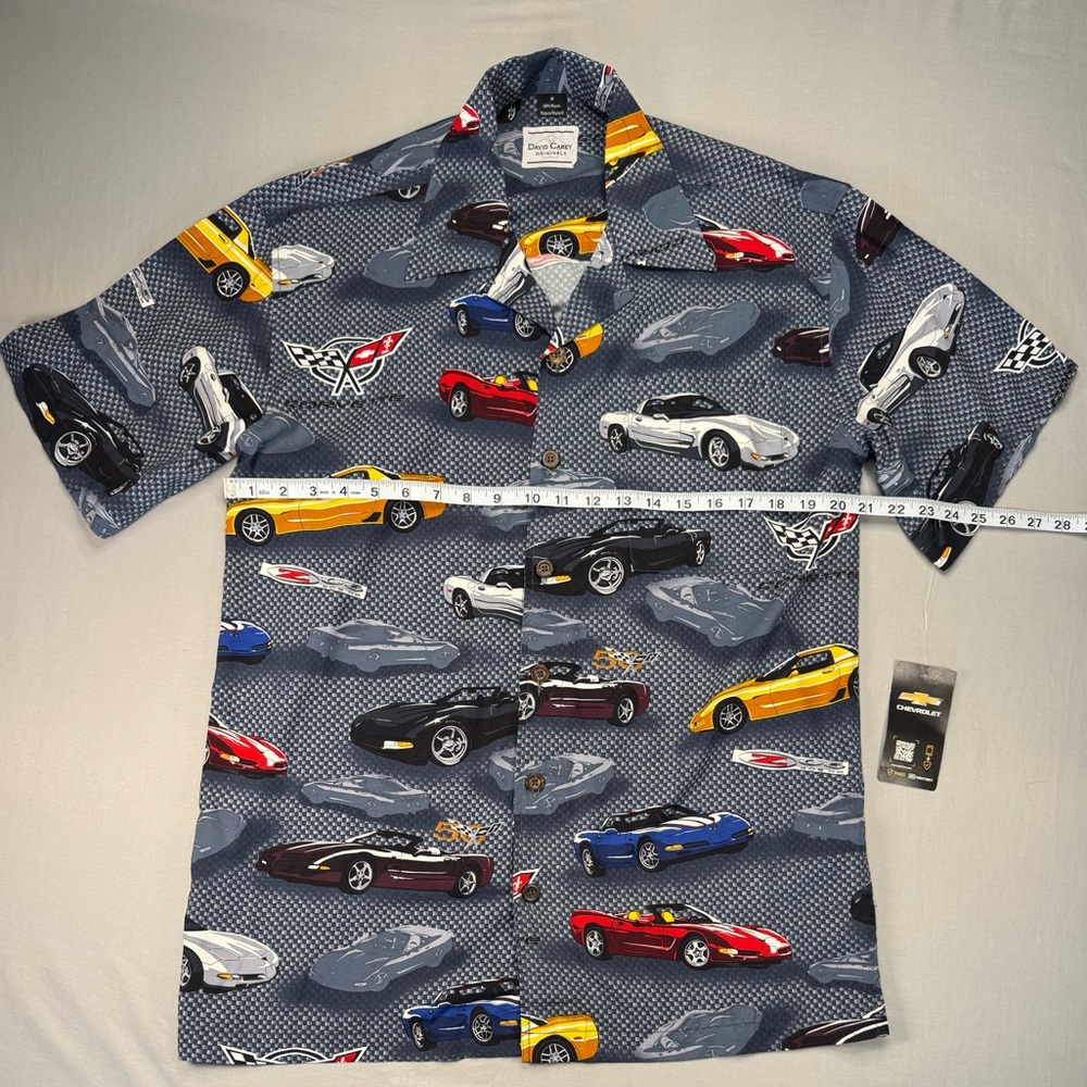 David Carey Originals Corvette Hawaiian Shirt Mens Medium Chevrolet C5 Sports